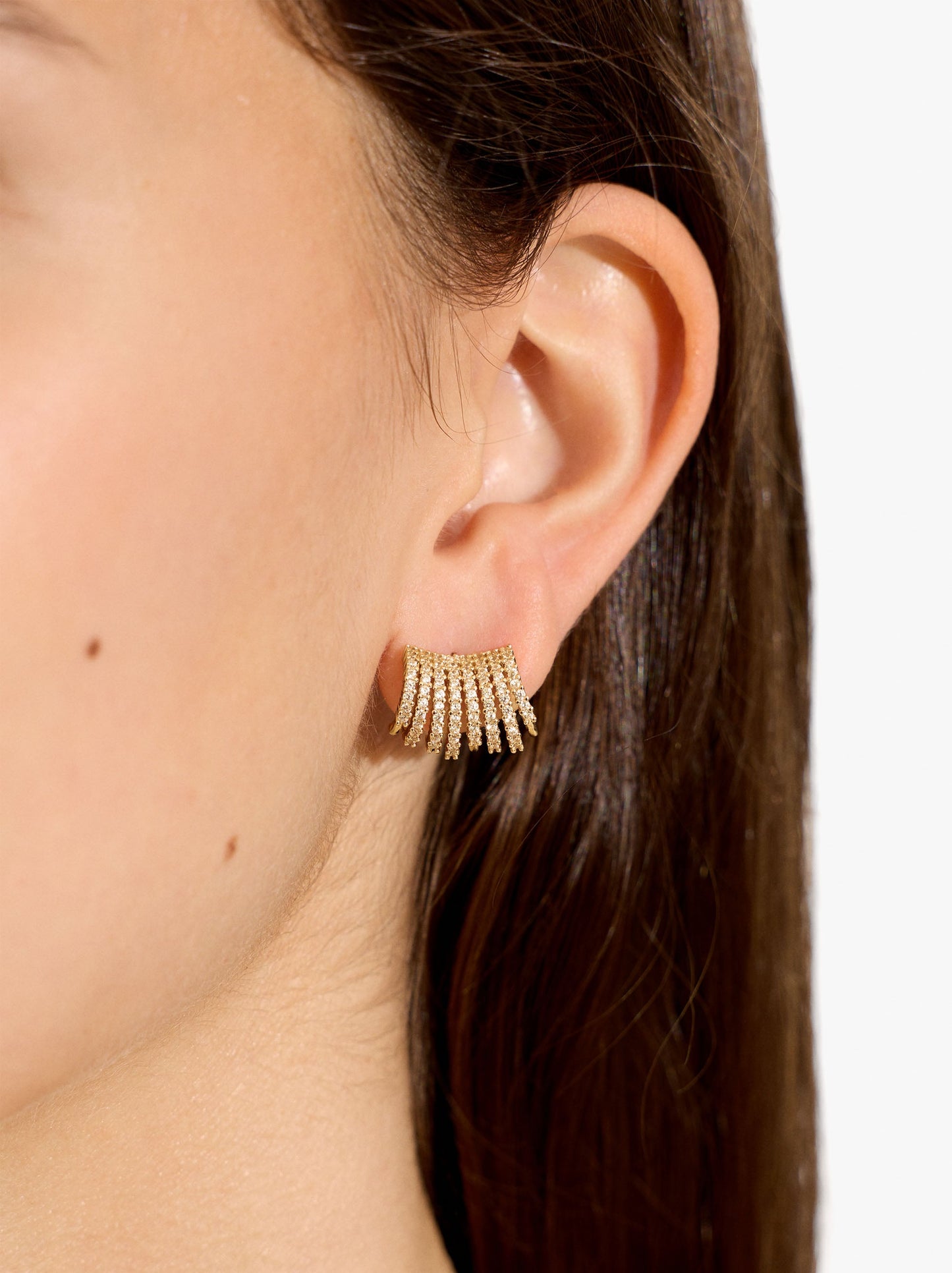 Earrings With Multi-Hoop Effect With Zirconia