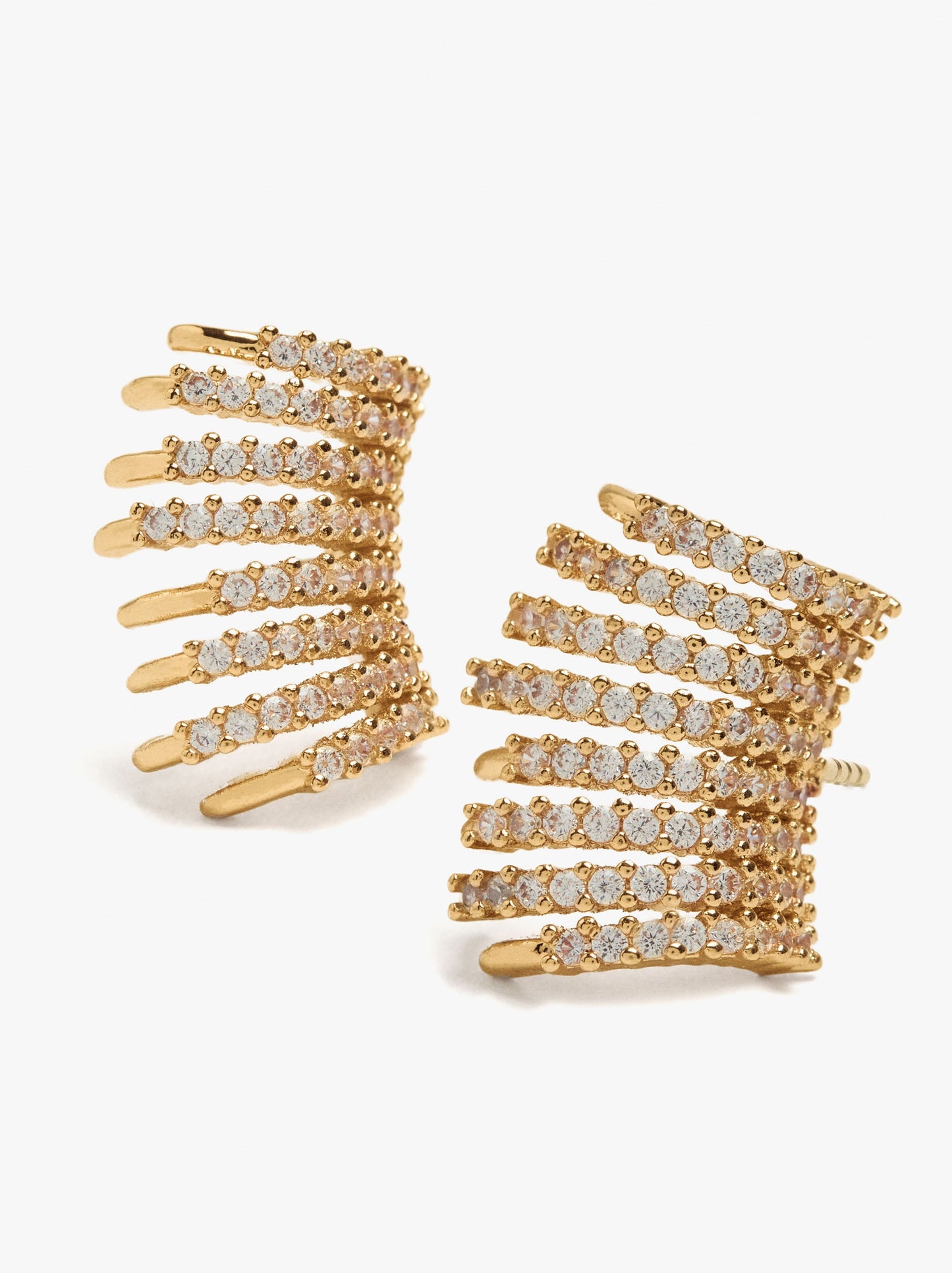 Earrings With Multi-Hoop Effect With Zirconia