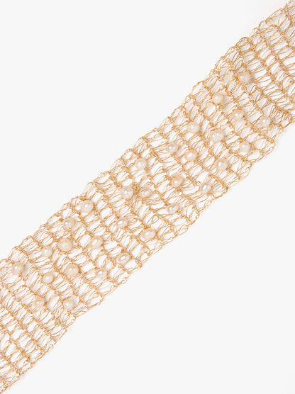 Choker With Metallic Mesh And Freshwater Pearls