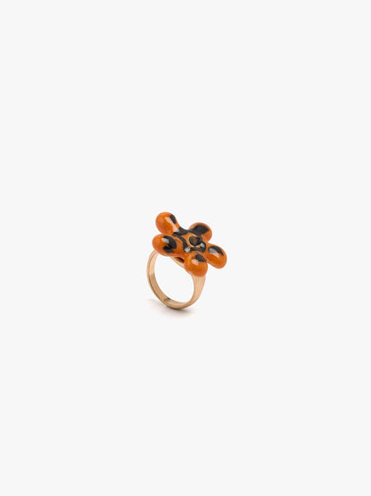 Ceramic Flower Ring With Enamel