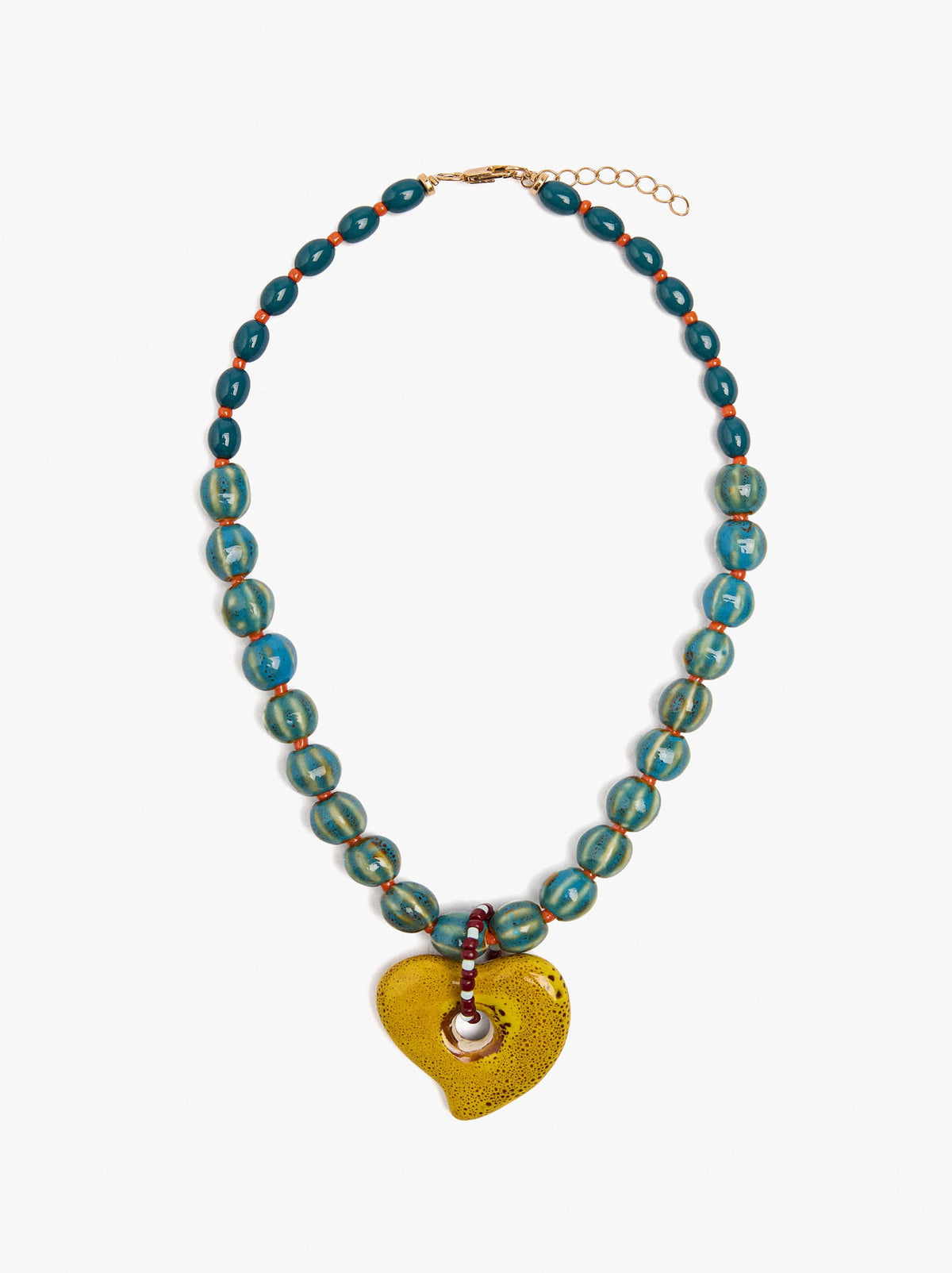 Necklace With Ceramic Beads And Heart