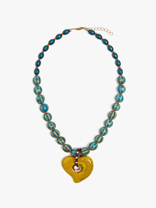 Necklace With Ceramic Beads And Heart