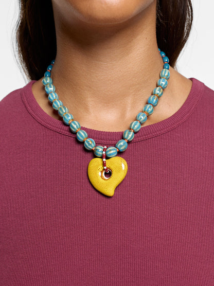 Necklace With Ceramic Beads And Heart