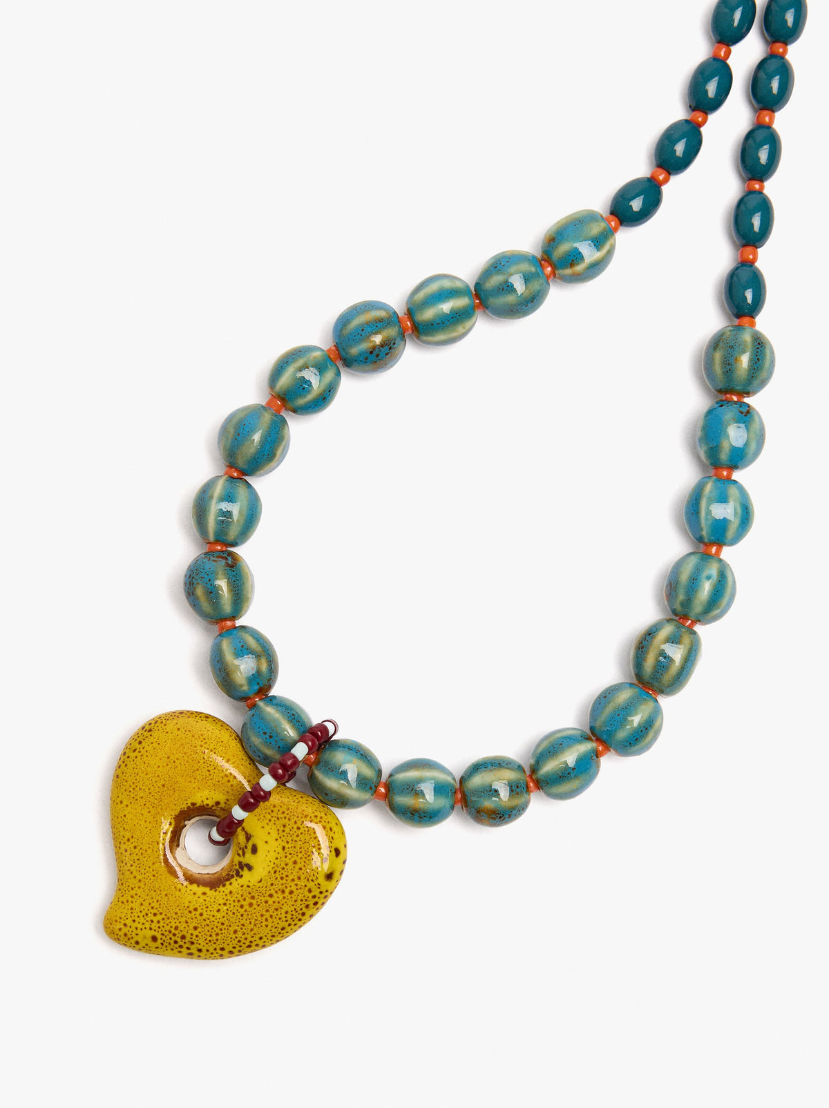 Necklace With Ceramic Beads And Heart