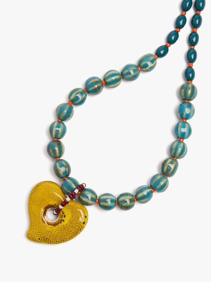 Necklace With Ceramic Beads And Heart