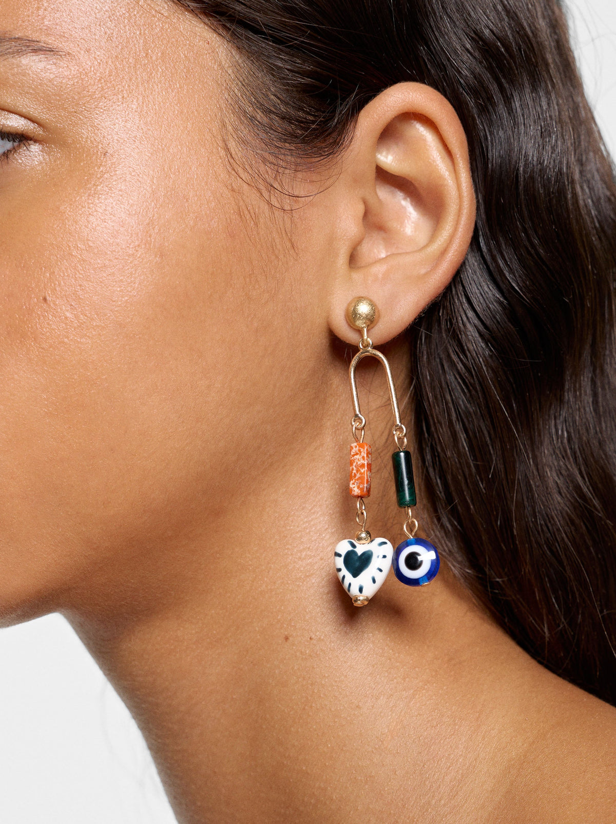 Asymmetric Earrings With Ceramic
