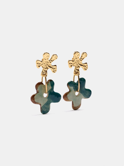 Irregular Flower Earrings With Ceramic