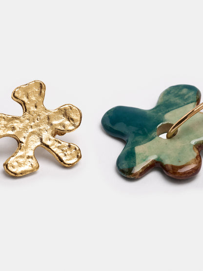 Irregular Flower Earrings With Ceramic
