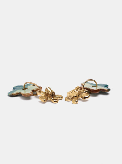 Irregular Flower Earrings With Ceramic