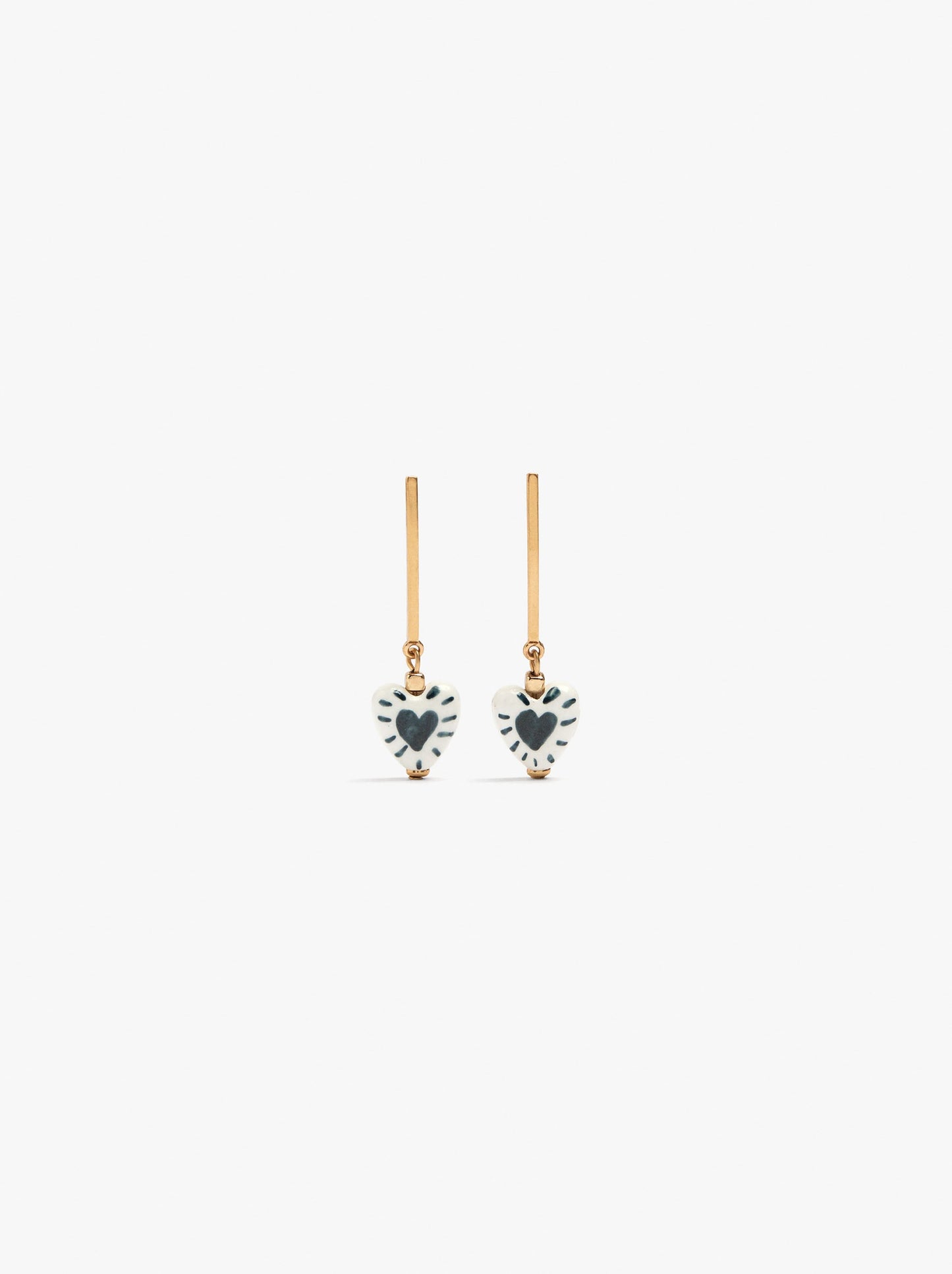 Bar Earrings With Ceramic Heart
