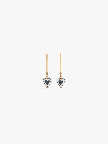 Bar Earrings With Ceramic Heart