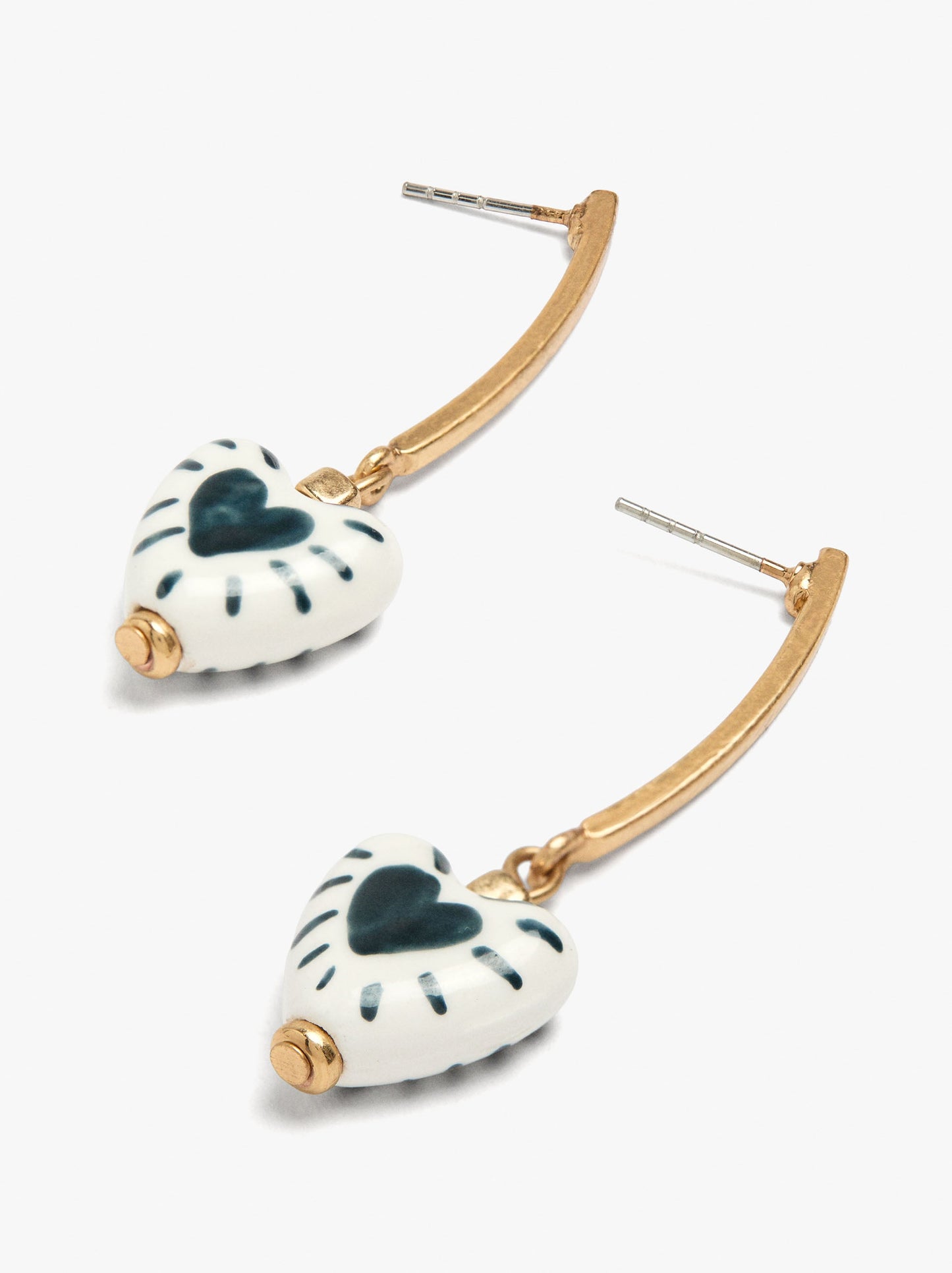 Bar Earrings With Ceramic Heart