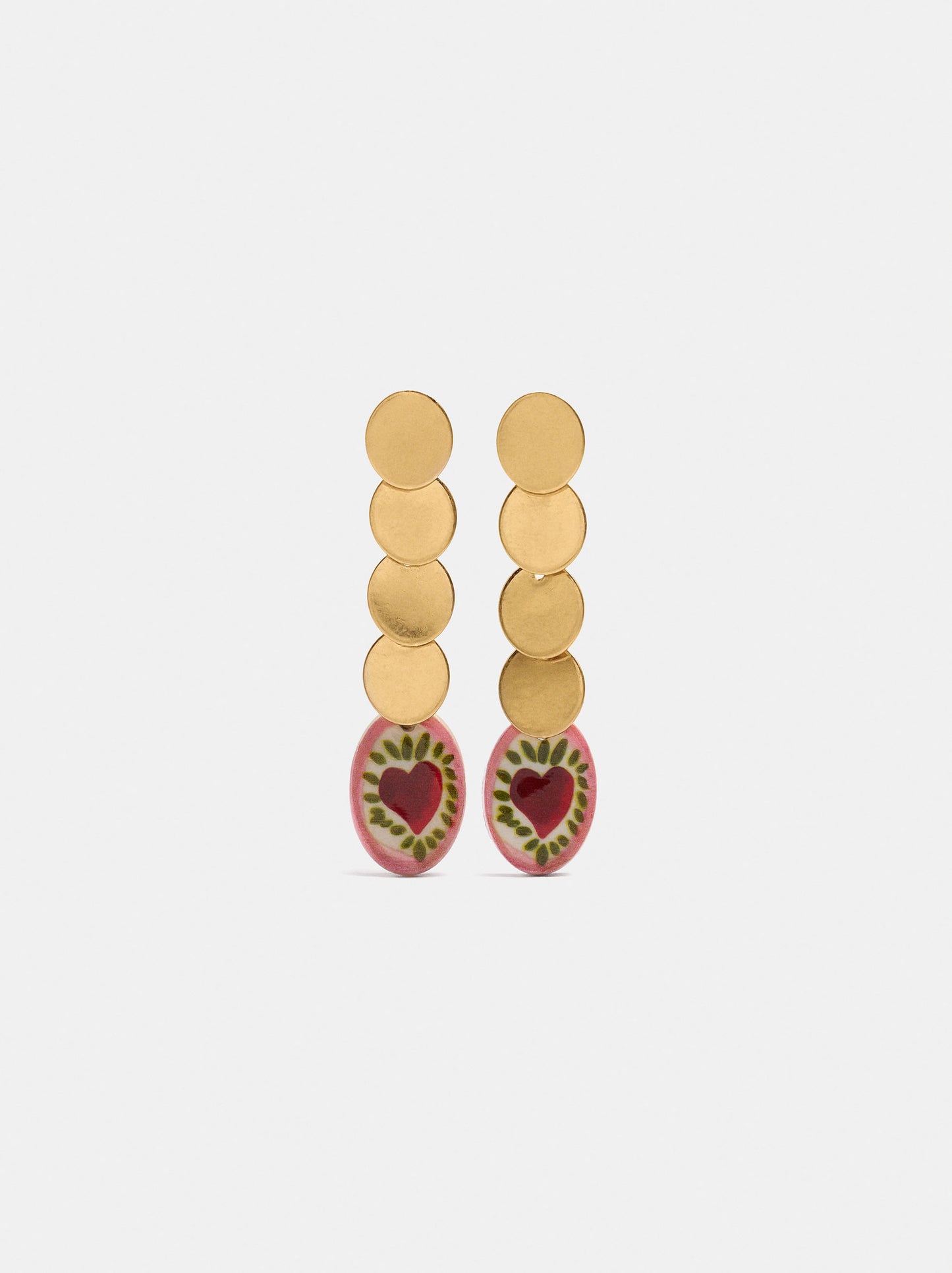 Long Earrings With Ceramic Heart