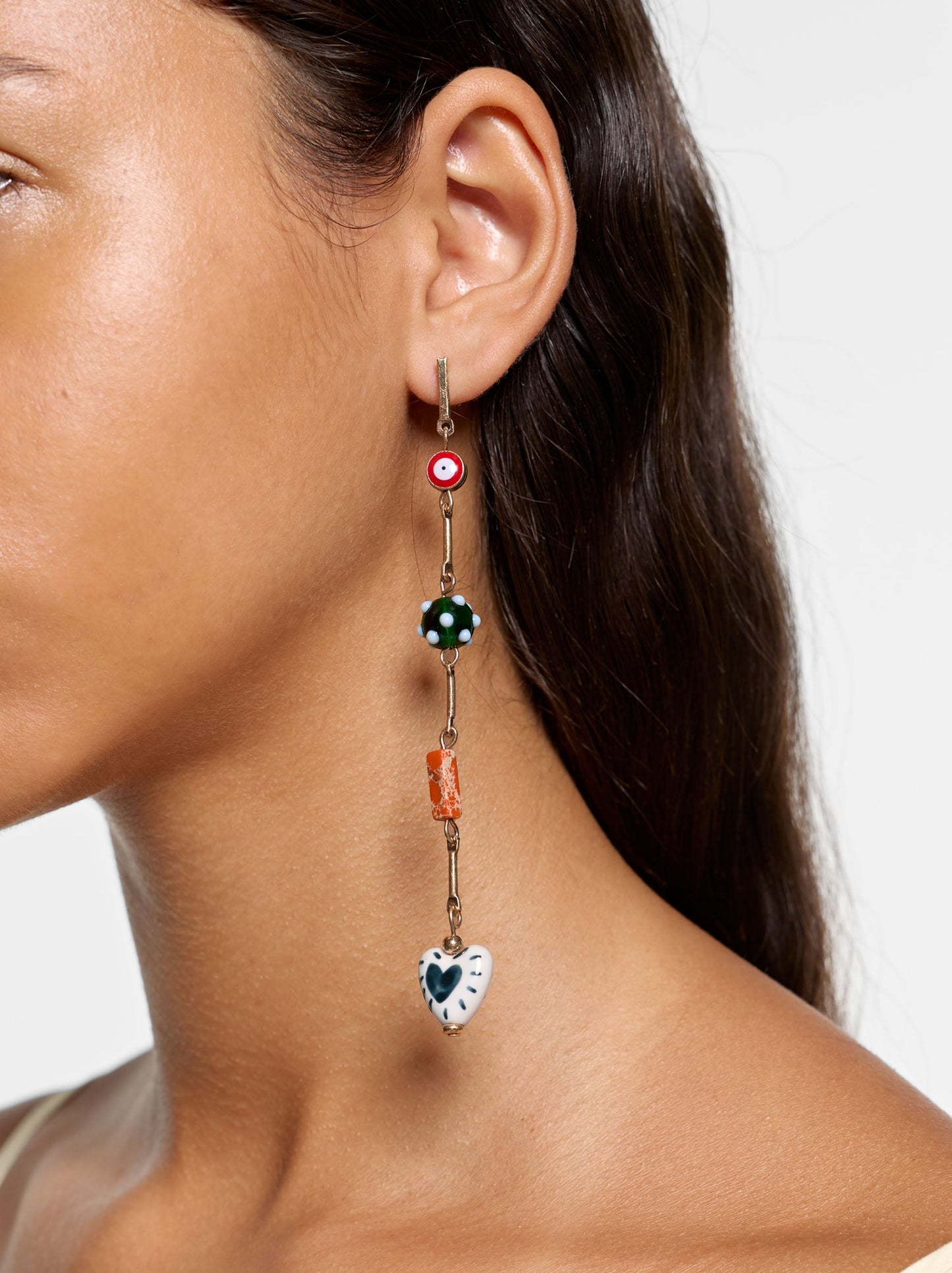 Long Bar Earrings With Ceramic