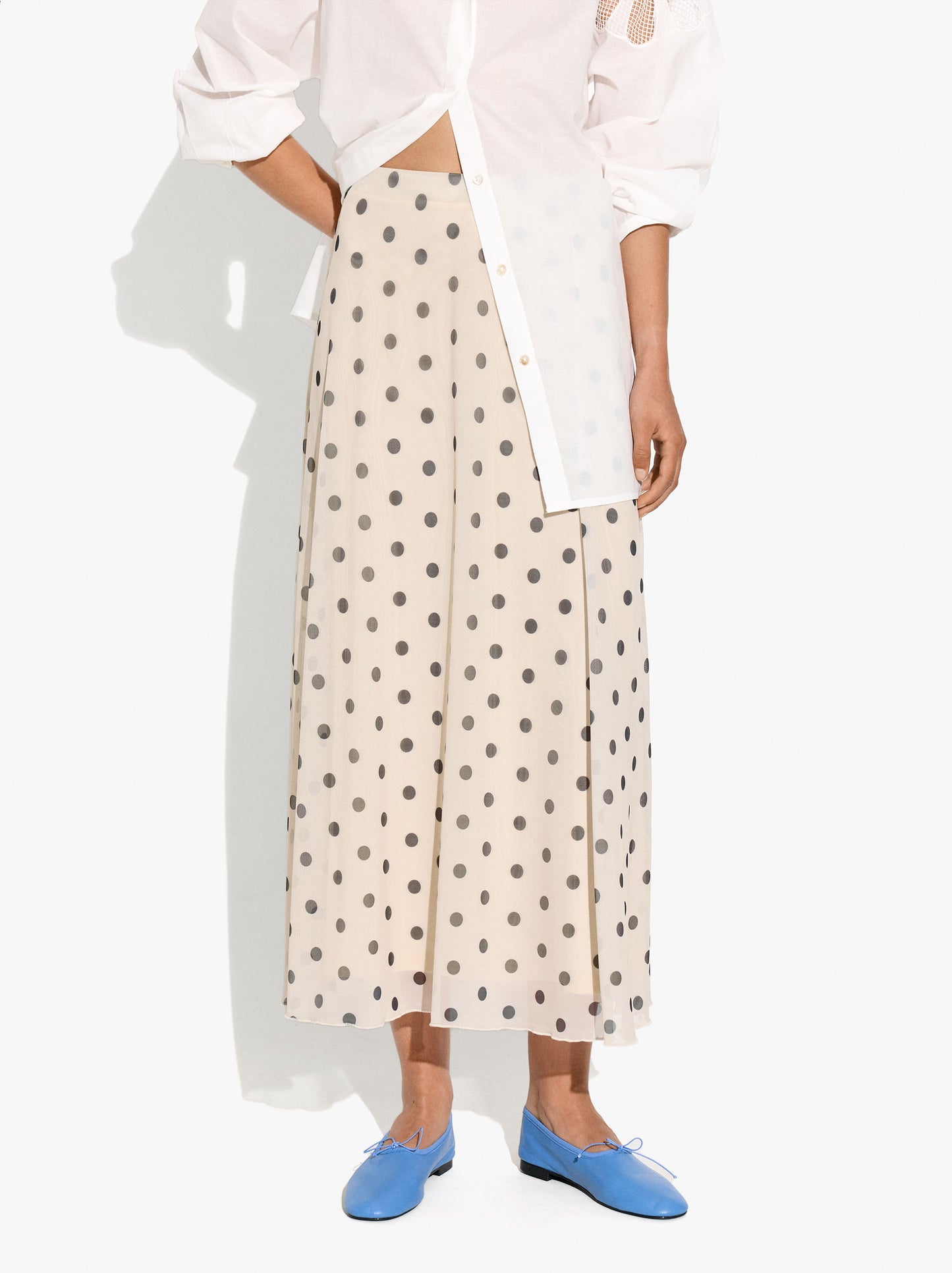 Skirt Printed With Polka Dots