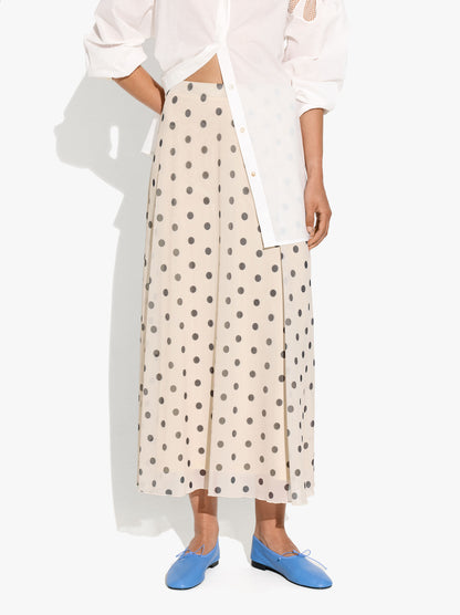 Skirt Printed With Polka Dots