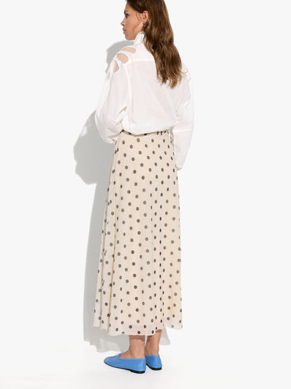Skirt Printed With Polka Dots