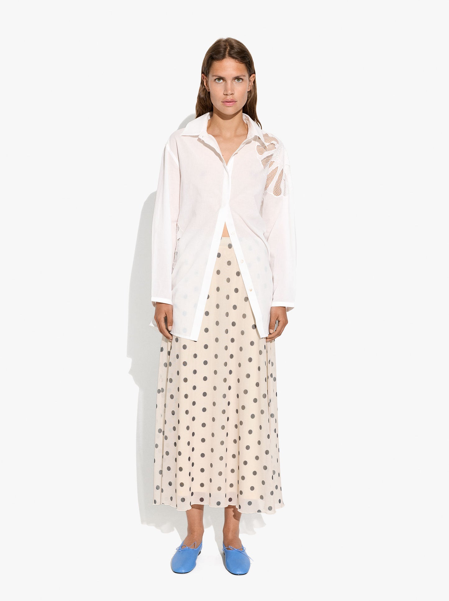 Skirt Printed With Polka Dots