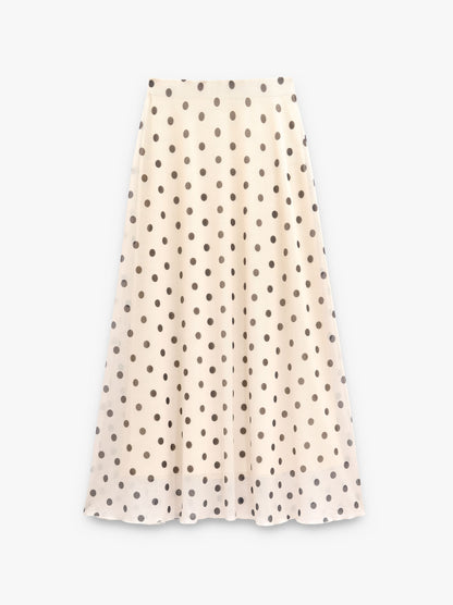 Skirt Printed With Polka Dots