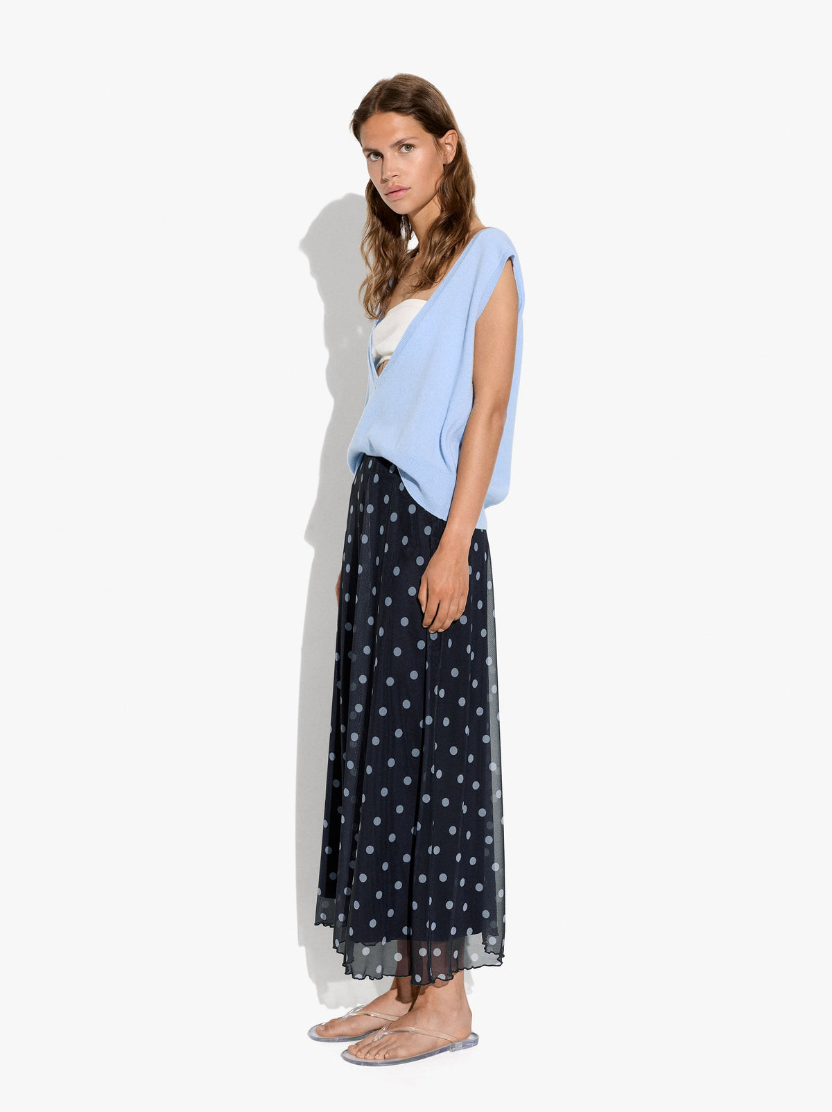 Skirt Printed With Polka Dots