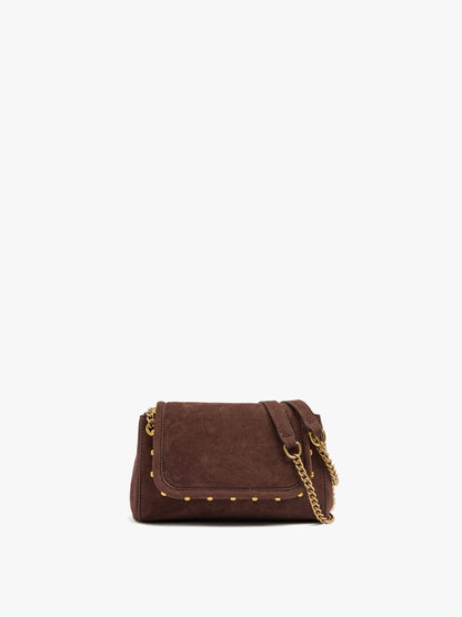 Leather-Effect Shoulder Bag With Beads And Chain