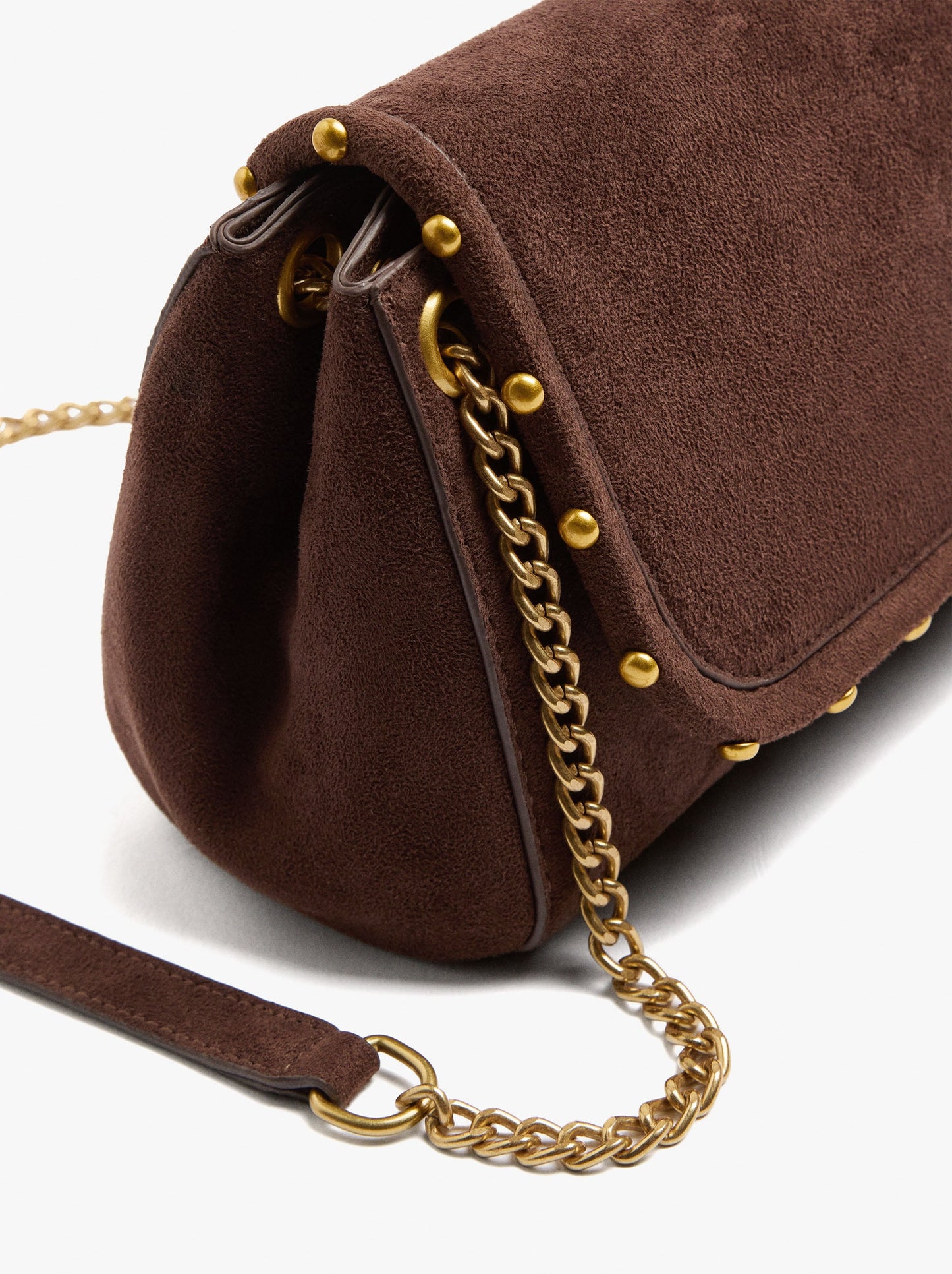 Leather-Effect Shoulder Bag With Beads And Chain