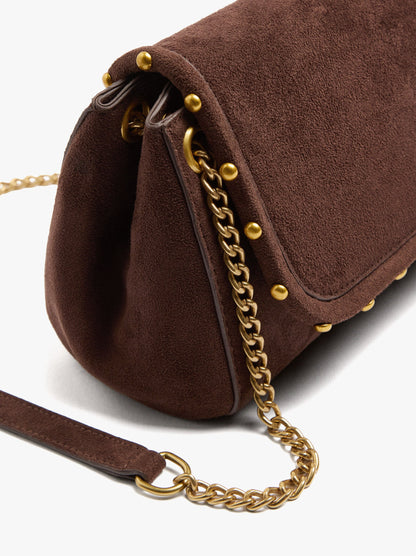 Leather-Effect Shoulder Bag With Beads And Chain