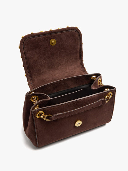 Leather-Effect Shoulder Bag With Beads And Chain