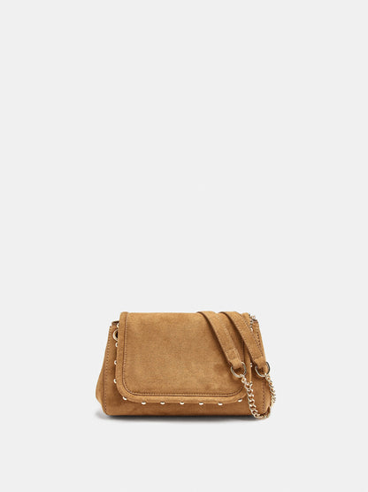 Leather-Effect Shoulder Bag With Beads And Chain