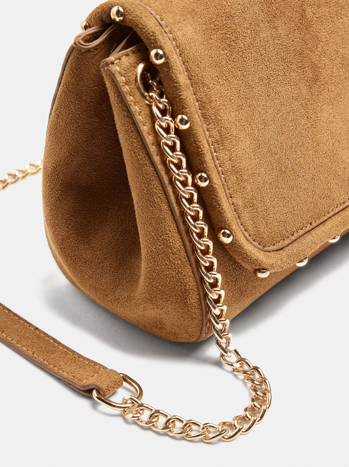 Leather-Effect Shoulder Bag With Beads And Chain