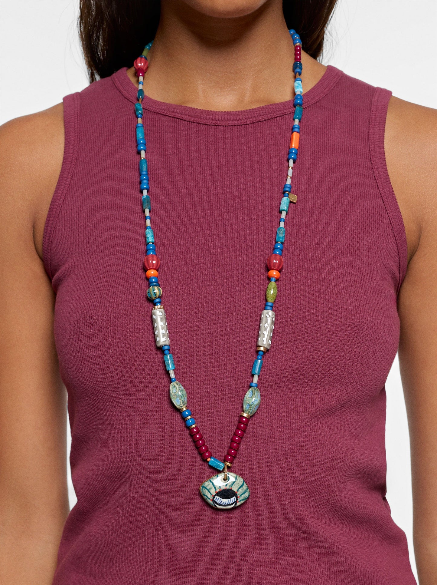 Long Necklace With Multicolour Beads