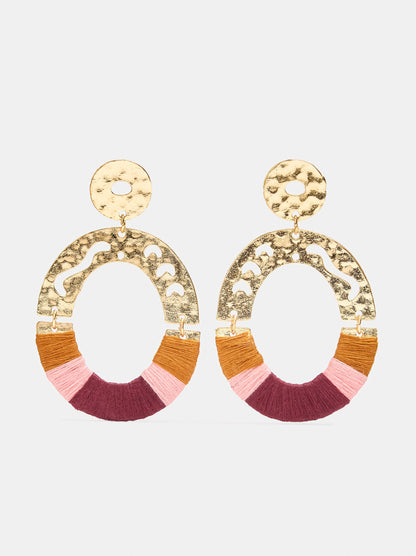 Long Earrings With Multicolor Threads