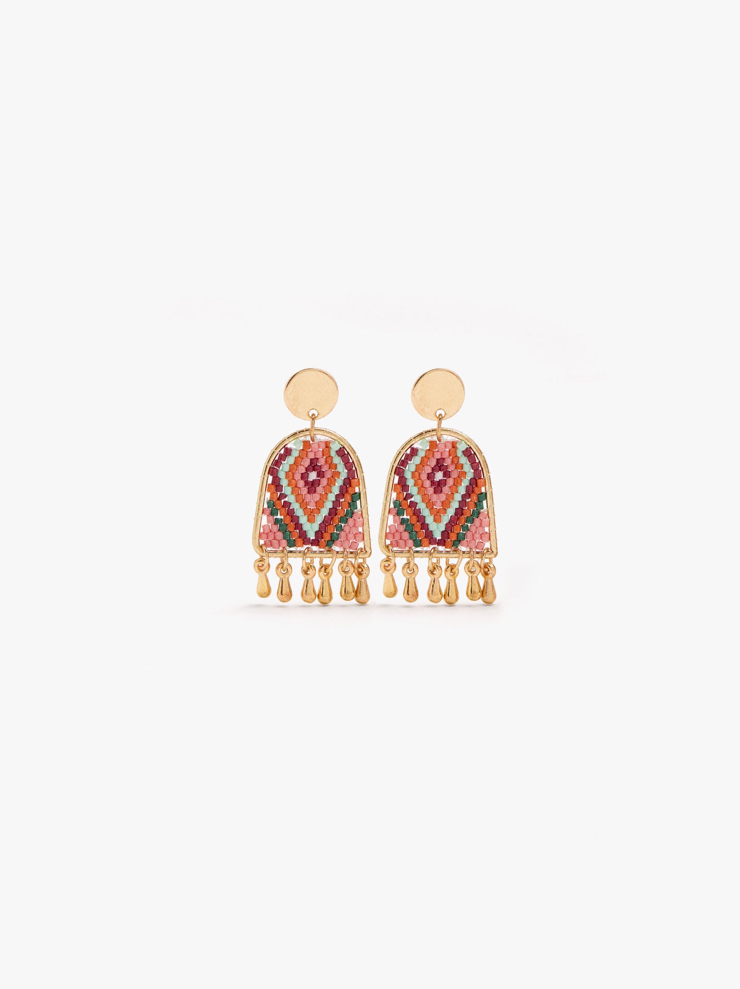 Hoop Earrings With Multicoloured Beads