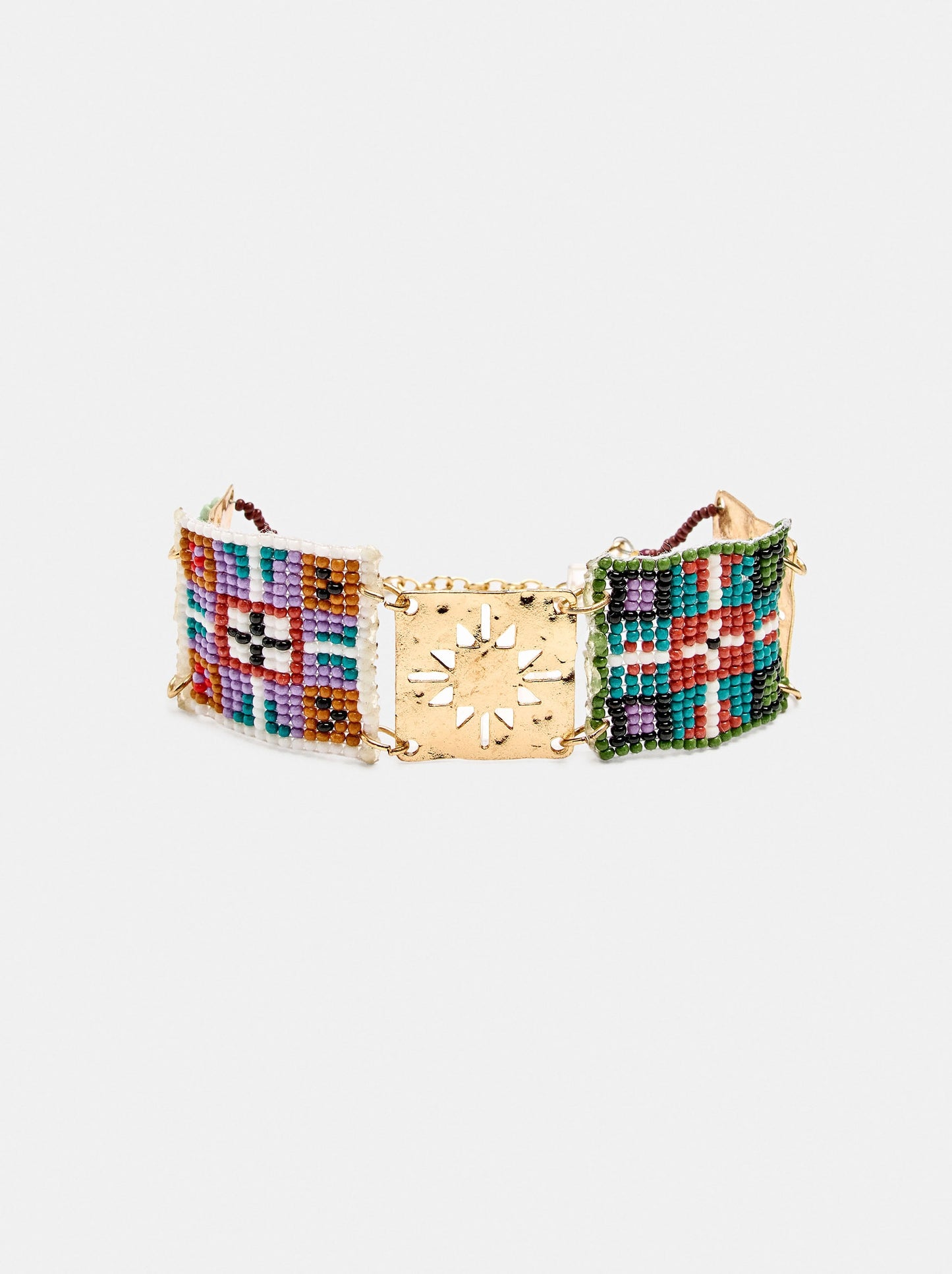 Wide Bracelet With Geometric Beads