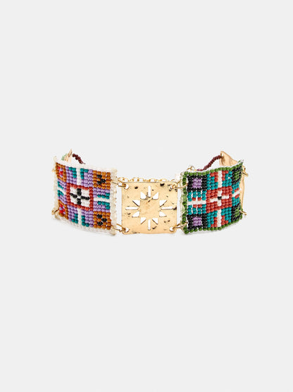 Wide Bracelet With Geometric Beads