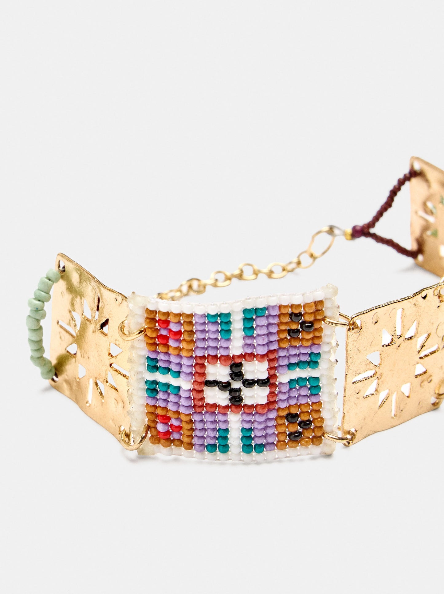 Wide Bracelet With Geometric Beads