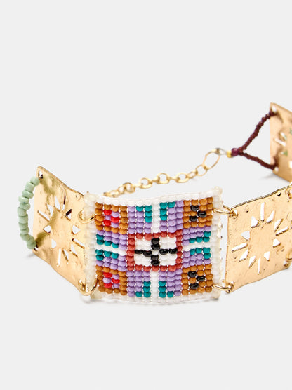 Wide Bracelet With Geometric Beads