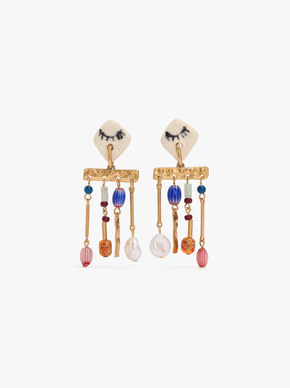Long Earrings With Ceramic Beads