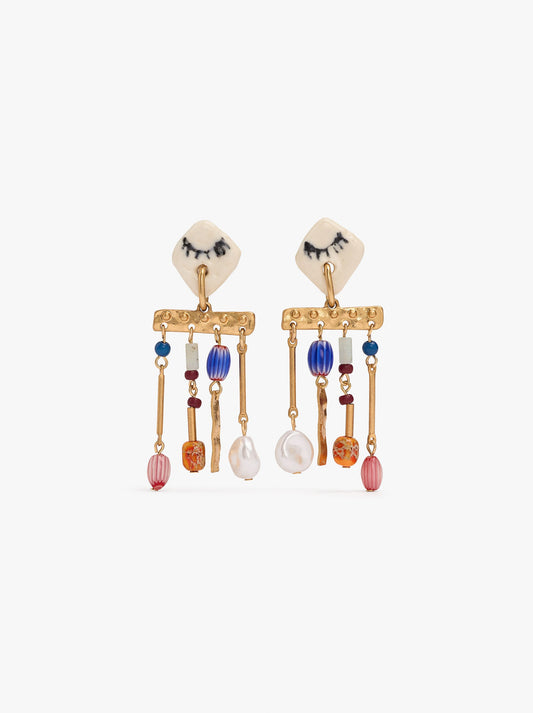 Long Earrings With Ceramic Beads
