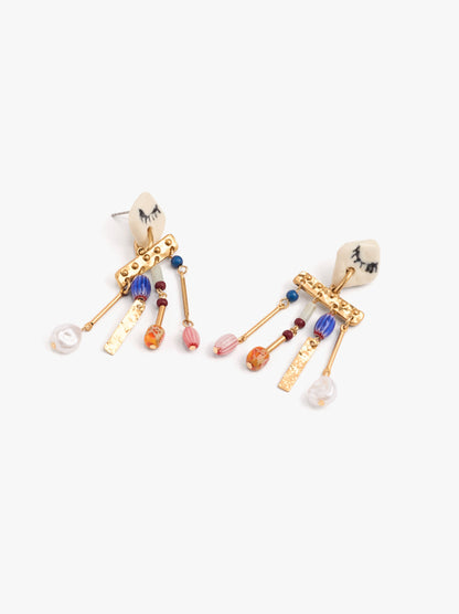 Long Earrings With Ceramic Beads