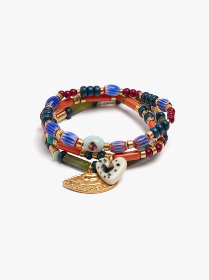 Set Of Bracelets With Beads And Pendants