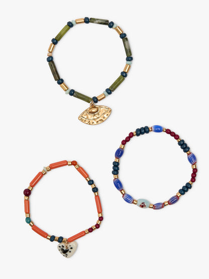 Set Of Bracelets With Beads And Pendants