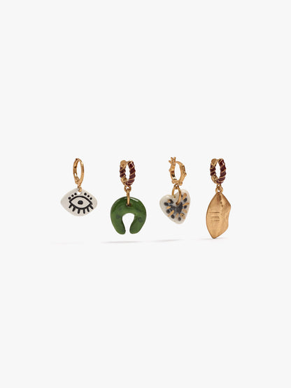 Set Of Hoop Earrings With Assorted Pendants