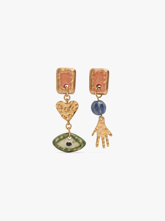 Asymmetric Long Earrings With Ceramic