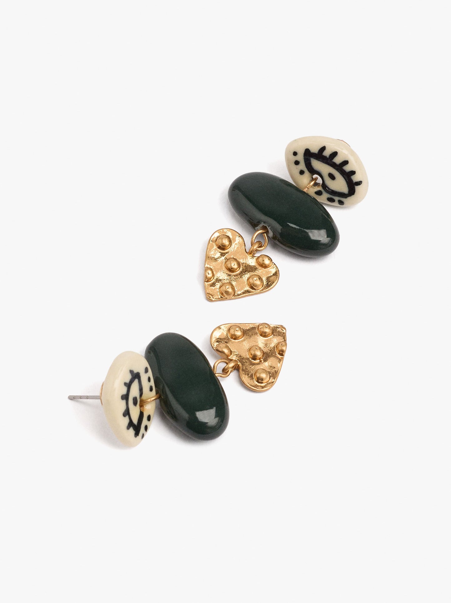 Long Earrings With Heart And Ceramic