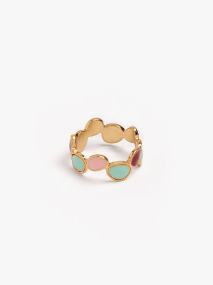 Ring With Oval Enamelled Shapes