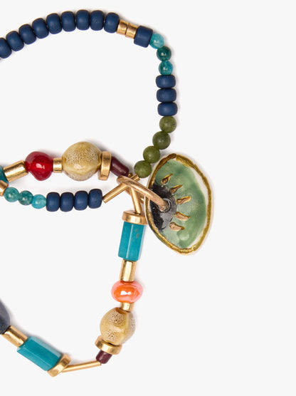 Double Elastic Bracelet With Stones And Ceramic