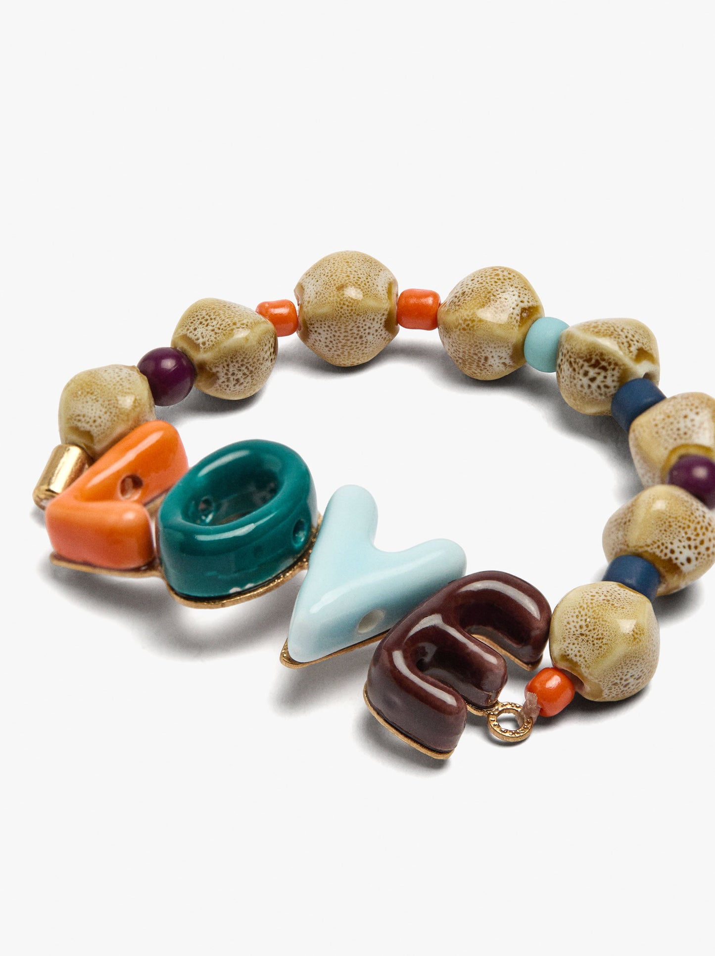 Elastic Bracelet With Ceramic And Enamel Love