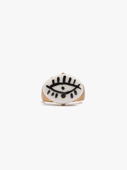 Ring With Ceramic And Eye