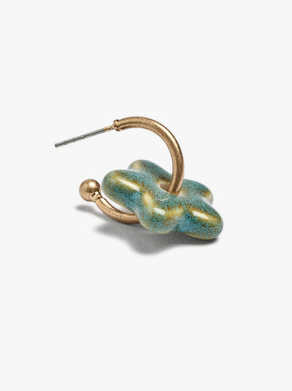 Open Hoop Earrings With Ceramic Star